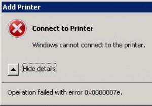 त्रुटि 0x0000007e:Windows नेटवर्क प्रिंटर से कनेक्ट नहीं हो सकता, ऑपरेशन विफल