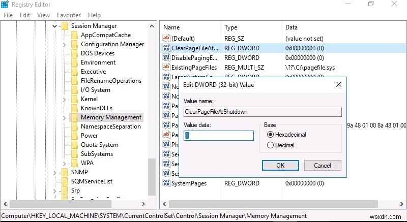 Windows 10/8/7 में शटडाउन के समय Pagefile.sys को कैसे साफ़ करें