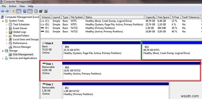 Windows 10 / 7 में स्थानीय HDD के रूप में हटाने योग्य USB फ्लैश ड्राइव