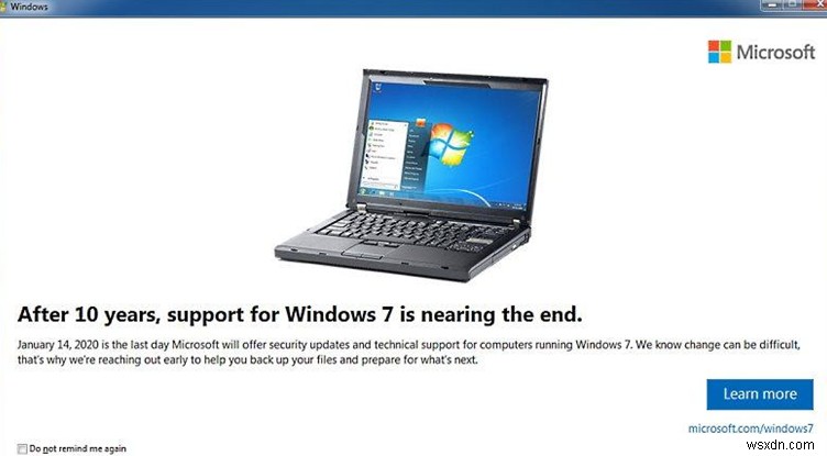 Windows 7:सपोर्ट नोटिफिकेशन की समाप्ति, विस्तारित सुरक्षा अपडेट प्रोग्राम
