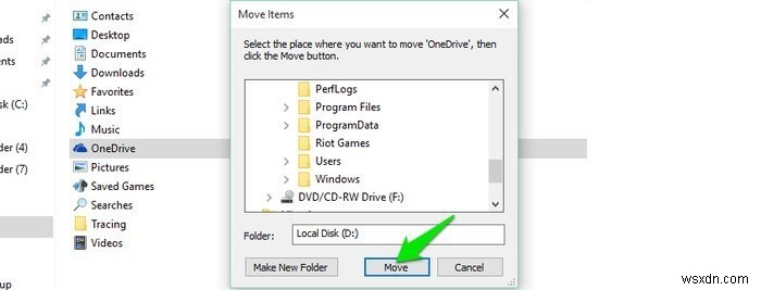 Windows 10 में OneDrive फ़ोल्डर को कैसे स्थानांतरित करें