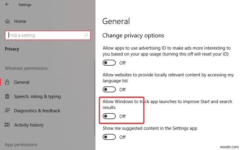 Windows 10 में ऐप लॉन्च ट्रैकिंग को अक्षम कैसे करें