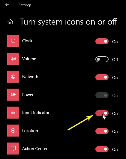 Windows 10 में इनपुट इंडिकेटर और लैंग्वेज बार कैसे दिखाएं या छुपाएं