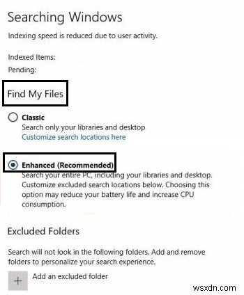 Windows 10 में उन्नत खोज मोड कैसे सक्षम करें