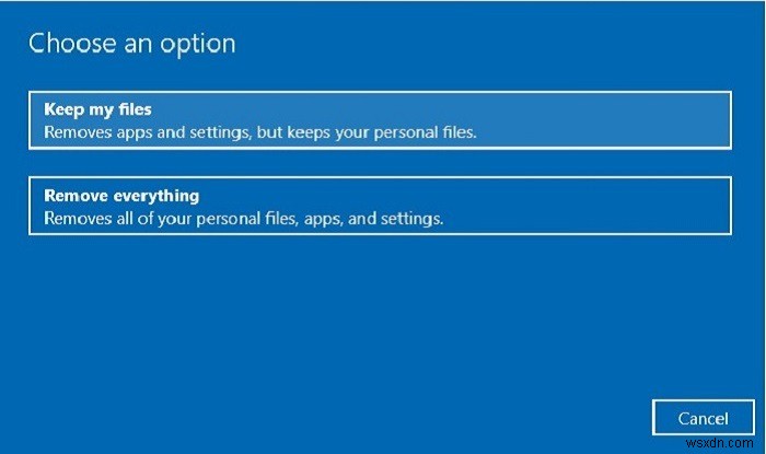 Windows 10 फ़ैक्टरी रीसेट क्लाउड विकल्प का उपयोग करना