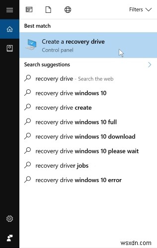 Windows 10 पुनर्प्राप्ति ड्राइव कैसे बनाएं