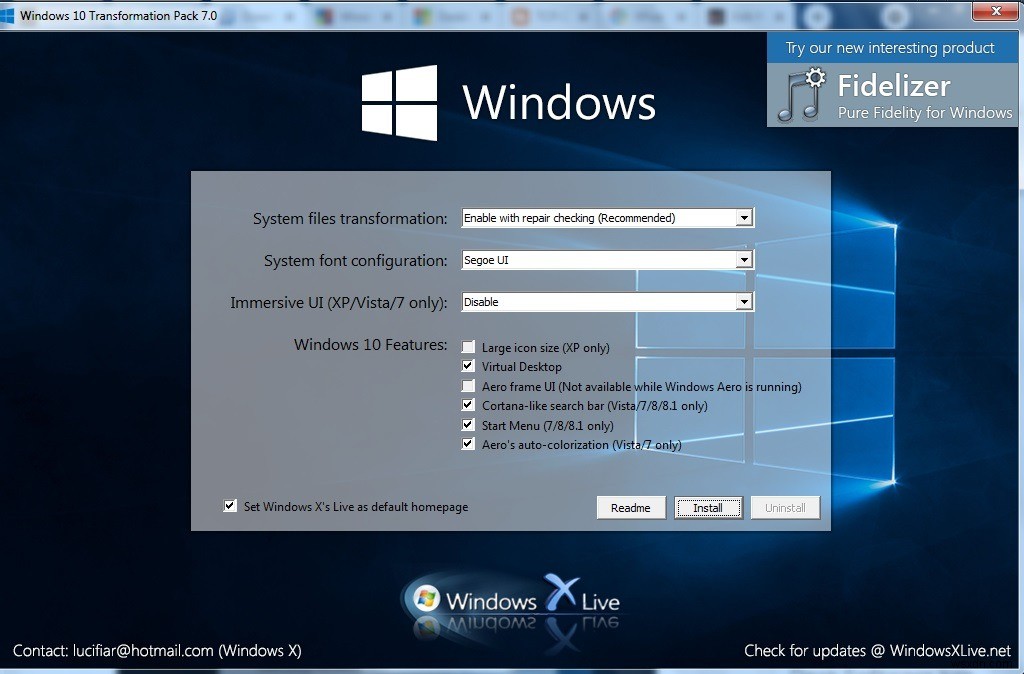 Windows 7 के लिए Windows 10 थीम प्राप्त करें और इंस्टॉल करें