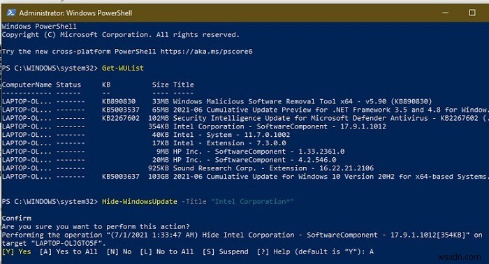 Windows 10 में PowerShell का उपयोग करके अपडेट कैसे छिपाएं