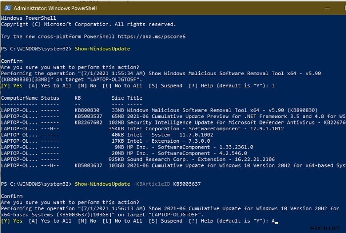 Windows 10 में PowerShell का उपयोग करके अपडेट कैसे छिपाएं