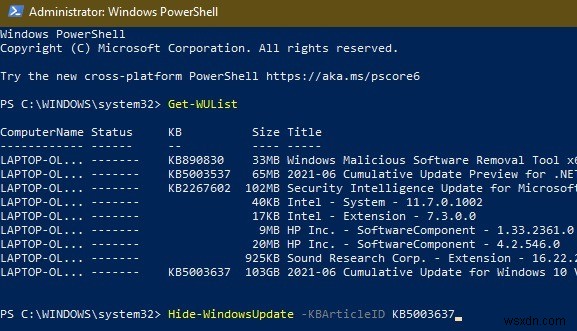 Windows 10 में PowerShell का उपयोग करके अपडेट कैसे छिपाएं