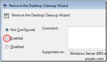 विंडोज 7 से डेस्कटॉप क्लीनअप विज़ार्ड को हटा दें 