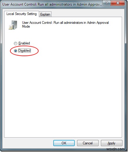 विंडोज 7 में एडमिन अप्रूवल मोड को बंद करें 
