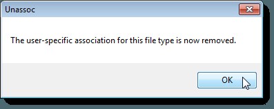 विंडोज 7 में फ़ाइल प्रकार संघों को हटा दें 