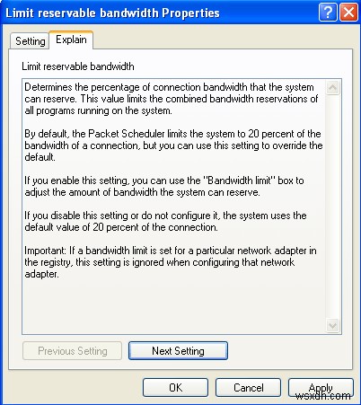 विंडोज़ में लिमिट रिजर्वेबल बैंडविड्थ को कैसे बदलें 