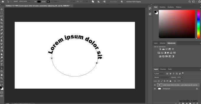 फोटोशॉप में टेक्स्ट को कर्व कैसे करें 