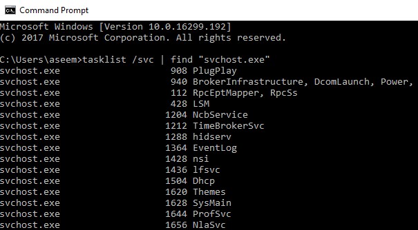 विंडोज़ में svchost.exe प्रक्रिया द्वारा होस्ट की गई सेवाओं की सूची देखें 