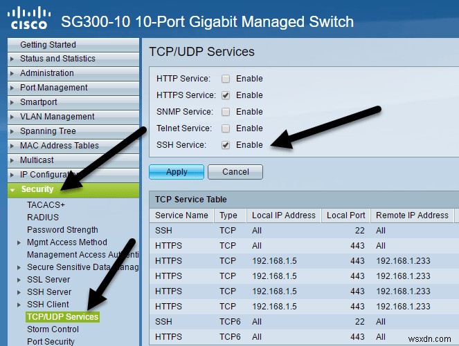 सिस्को SG300 स्विच के लिए SSH एक्सेस कैसे सक्षम करें