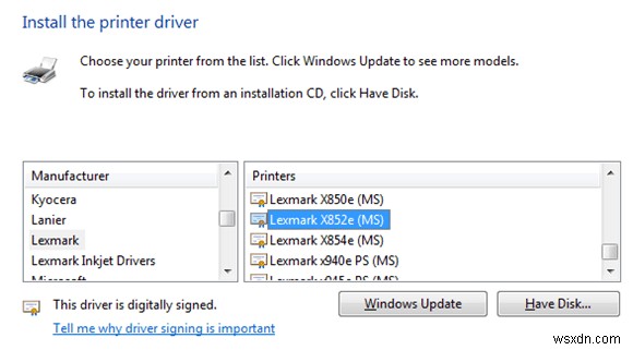XP से Windows 7/8/10 पर एक प्रिंटर साझा करें 