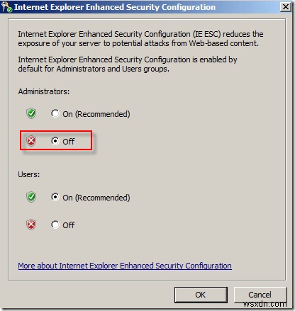 IE एन्हांस्ड सुरक्षा कॉन्फ़िगरेशन को कैसे बंद करें 