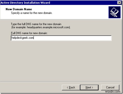 Windows 2003 सक्रिय निर्देशिका सेटअप:dcpromo 