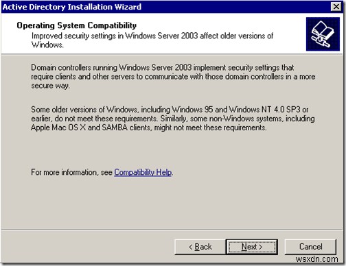 Windows 2003 सक्रिय निर्देशिका सेटअप:dcpromo 