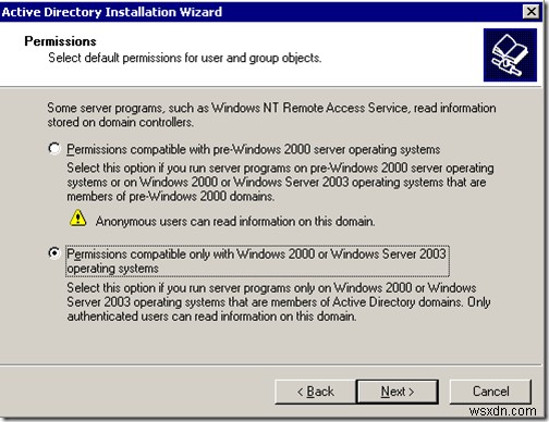 Windows 2003 सक्रिय निर्देशिका सेटअप:dcpromo 