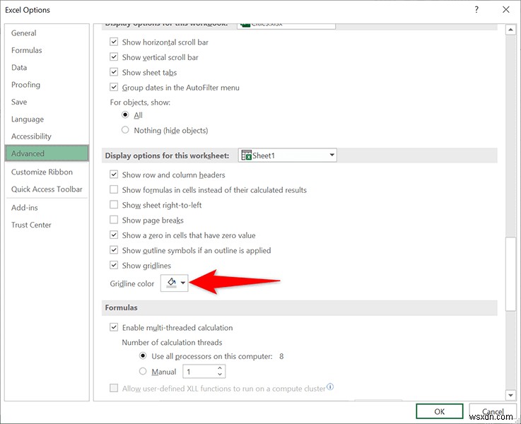 Excel में ग्रिडलाइन कैसे निकालें