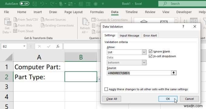 Excel में एकाधिक लिंक्ड ड्रॉप डाउन सूचियां कैसे बनाएं