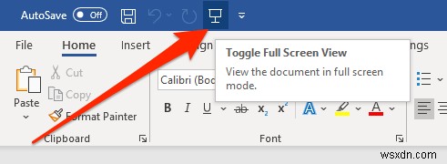 Word दस्तावेज़ों को फ़ुल-स्क्रीन मोड में देखें 