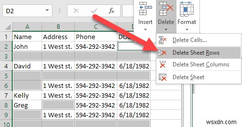 Excel में ब्लैंक लाइन्स को कैसे डिलीट करें
