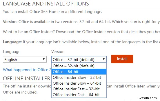 Office 365 के माध्यम से 64-बिट कार्यालय कैसे स्थापित करें
