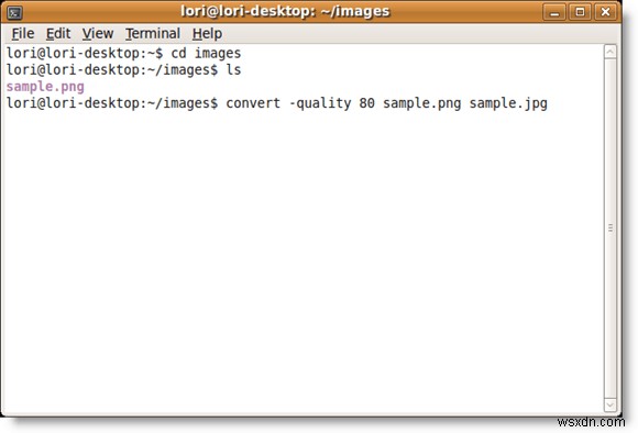 उबंटू में कमांड लाइन के माध्यम से प्रारूपों के बीच छवियों को कनवर्ट करें 