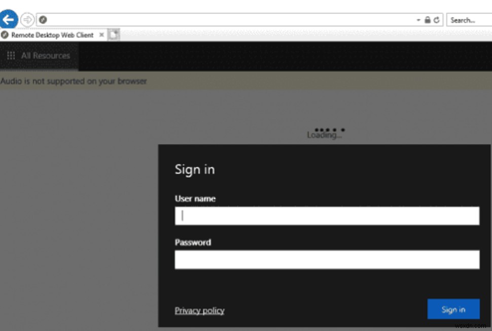 Windows Server 2016 RDS पर दूरस्थ डेस्कटॉप HTML5 वेब क्लाइंट 