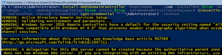 विंडोज सर्वर कोर:सक्रिय निर्देशिका डोमेन नियंत्रक स्थापित करना 