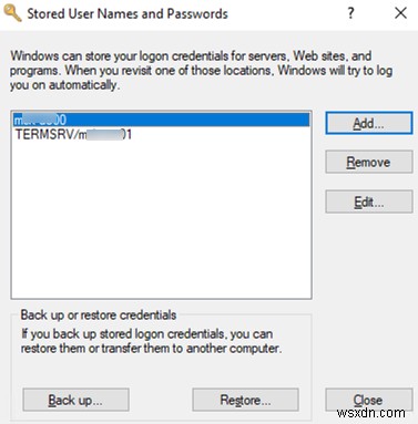 Windows क्रेडेंशियल मैनेजर का उपयोग करके सहेजे गए पासवर्ड प्रबंधित करना 