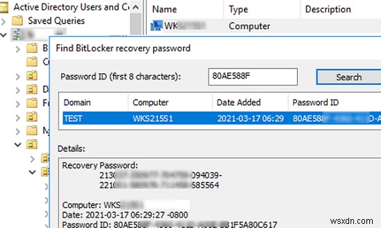 सक्रिय निर्देशिका में BitLocker पुनर्प्राप्ति कुंजी संग्रहीत करना 