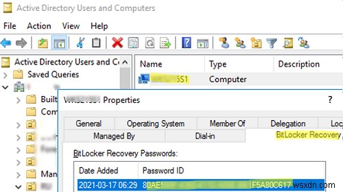 सक्रिय निर्देशिका में BitLocker पुनर्प्राप्ति कुंजी संग्रहीत करना 