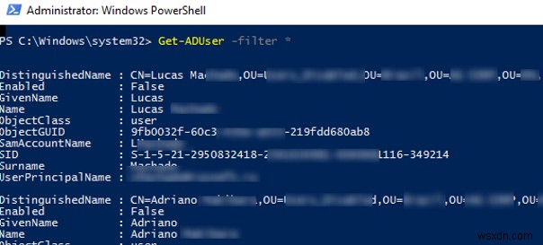 Get-ADUser:PowerShell के साथ सक्रिय निर्देशिका उपयोगकर्ता जानकारी प्राप्त करें 