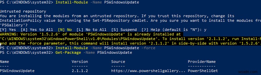 PSWindowsUpdate PowerShell मॉड्यूल के साथ Windows अद्यतन प्रबंधित करें 