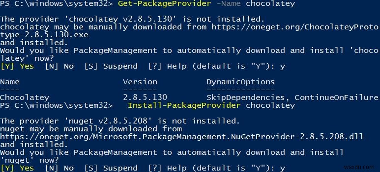 Windows 10 में PowerShell PackageManagement का उपयोग करना 