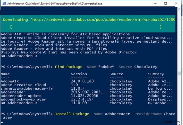 Windows 10 में PowerShell PackageManagement का उपयोग करना 