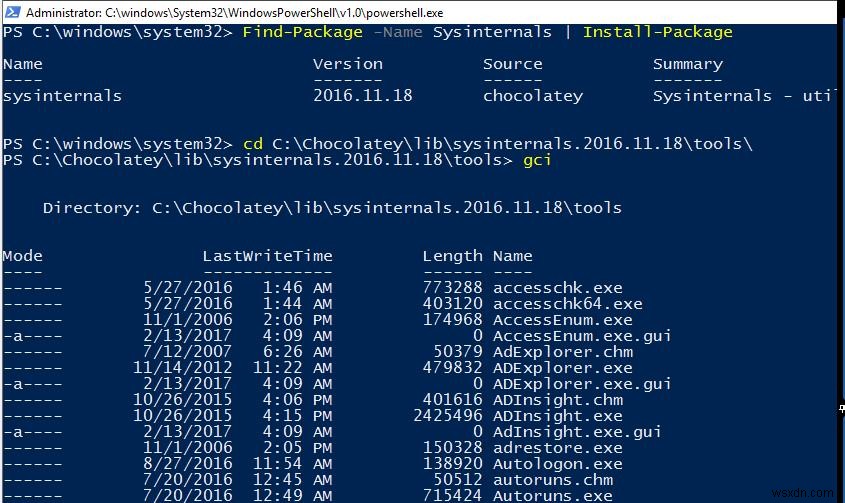 Windows 10 में PowerShell PackageManagement का उपयोग करना 