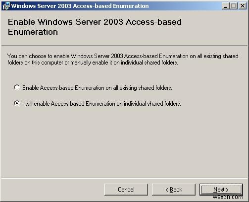 विंडोज सर्वर पर एक्सेस-आधारित एन्यूमरेशन (एबीई) कैसे सक्षम करें? 