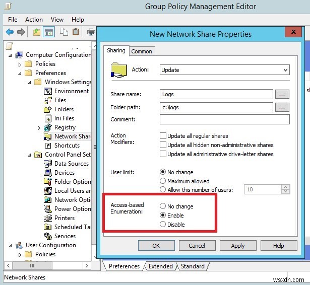 विंडोज सर्वर पर एक्सेस-आधारित एन्यूमरेशन (एबीई) कैसे सक्षम करें? 