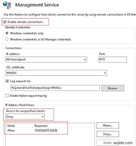 Windows Server 2016/2012 R2 में दूरस्थ IIS प्रबंधन 