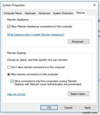 Windows XP Windows 10 / Server 2012R2/2016 RDS के लिए RDP नहीं कर सकता 