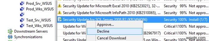 WSUS अपडेट को कैसे स्वीकृत और अस्वीकार करें? 