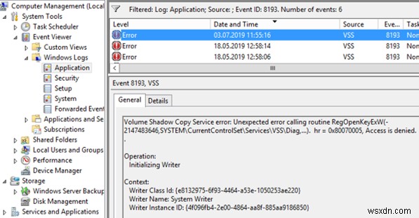 इवेंट आईडी 8193 के साथ वॉल्यूम शैडो कॉपी (वीएसएस) त्रुटि को ठीक करना 