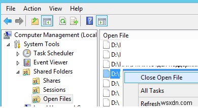 विंडोज सर्वर एसएमबी शेयर में ओपन फाइल्स को कैसे देखें और बंद करें? 
