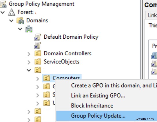 Windows डोमेन कंप्यूटर पर समूह नीति सेटिंग अपडेट करना 